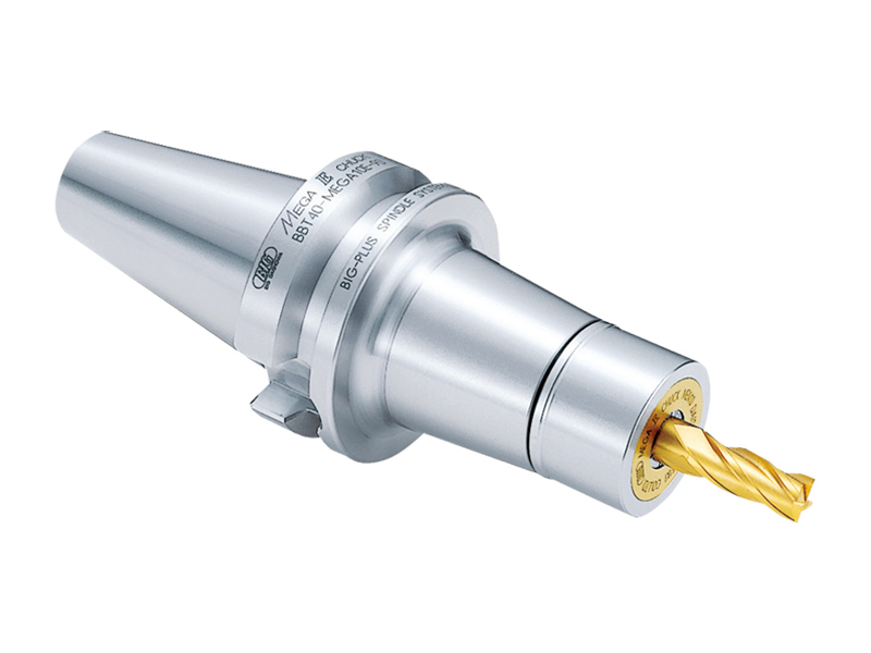 Spring tool holder for coarse and fine end mills with E-shaped tool holder